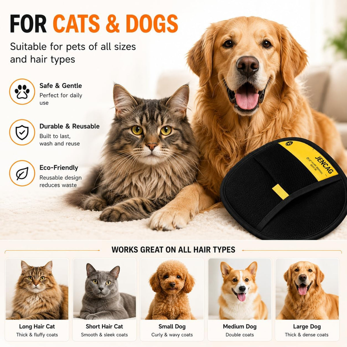 Pet Hair Remover Glove for Dogs & Cats, Upgraded Five-Finger Electrostatic Reusable & Washable Fur Removal Tool, Effortlessly Removes Pet Hair from Clothes, Couch, Sofa, Carpet, Bed, Laundry