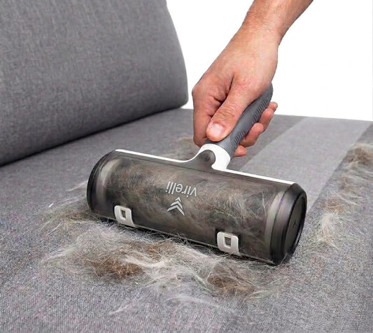Reusable Pet Hair Remover Pro - Dog & Cat Hair Remover for Furniture, Couch, Carpet & Bedding - Professional Lint Roller for Pet Fur & Upholstery (Gray)