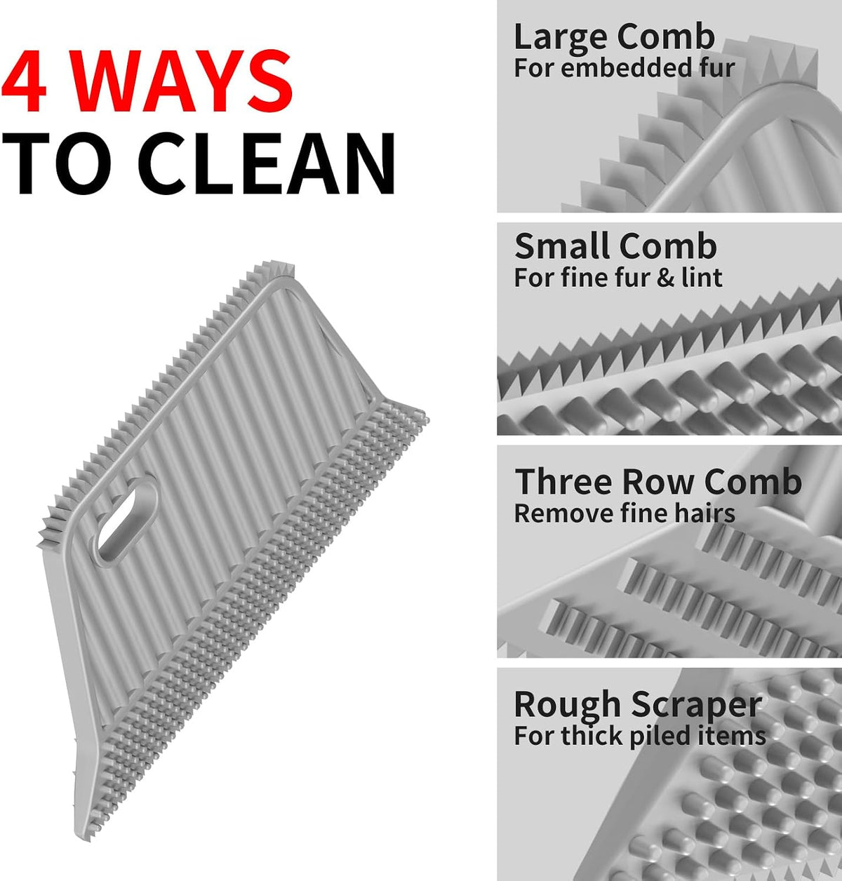 SOCCSO Carpet Rake Pet Hair Remover, 60" Long Rubber Broom, 3 Pack