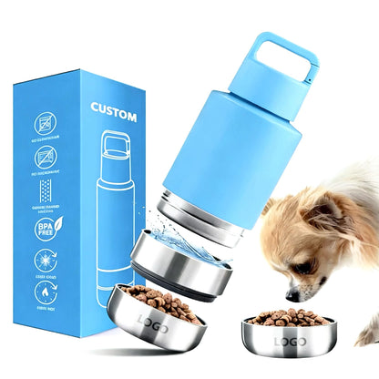 Insulated Water Bottle for Dog | Ideal Dog Mom Gifts | 34 oz Leakproof Travel Bottle | Convenient Travel Dog Bowls | Perfect for Hydration on the Go | 3 in 1 Portable Solution for Pet Owners (Orange)