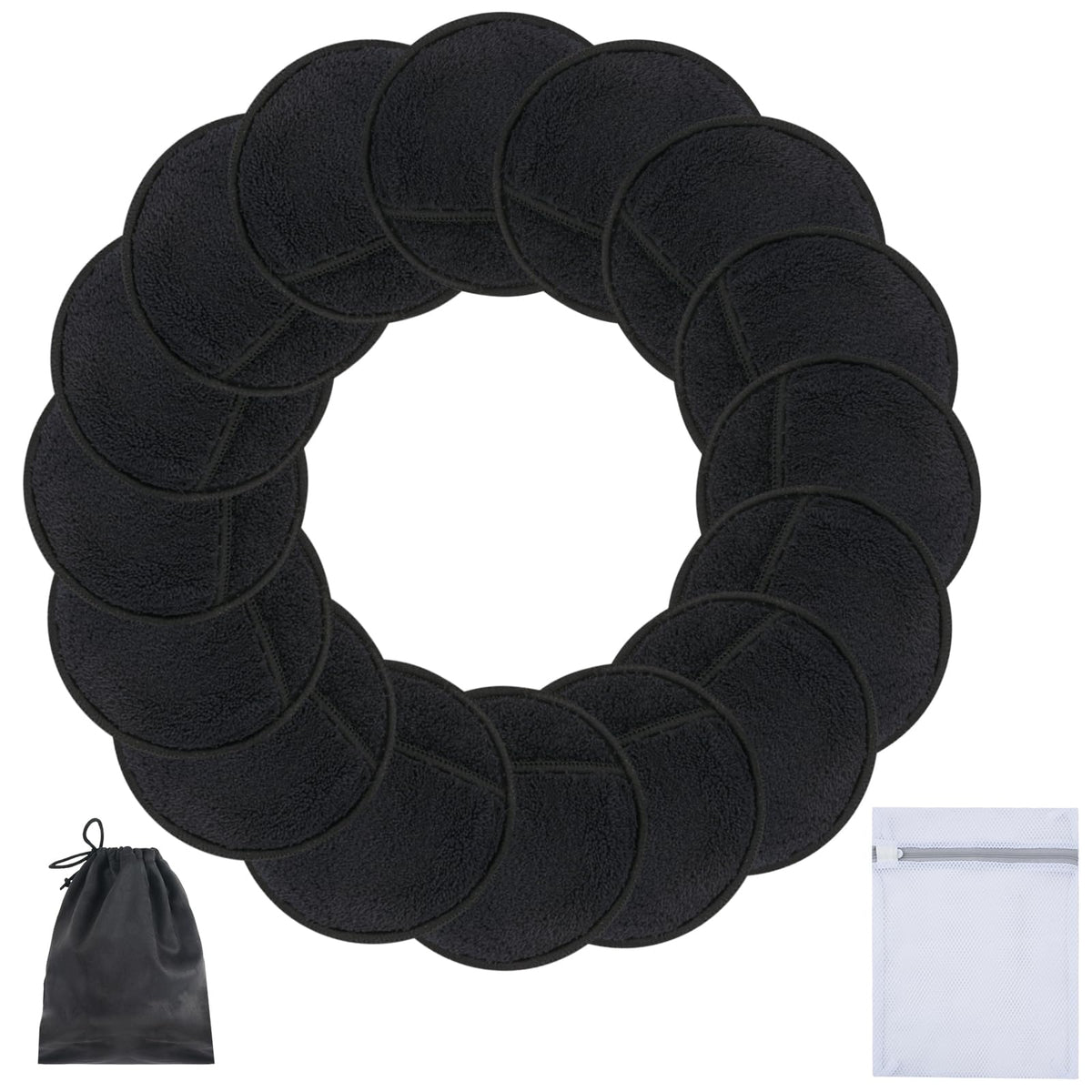 SUNLAND Reusable Makeup Remover Pads,Round 3.15inch,16 Pack,Darkgrey