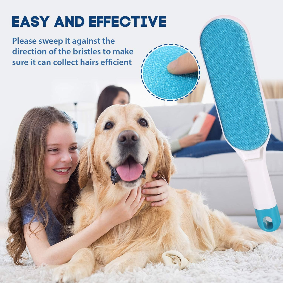 Pet Hair Remover: Reusable Dog Cat Lint Brush for Couch Furniture - 1 Pack