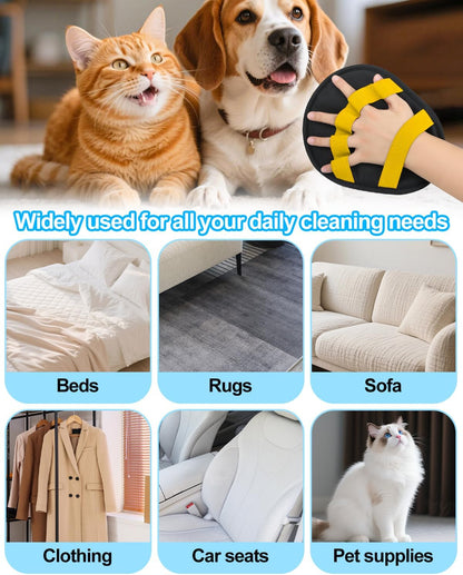 Pet Hair Removal Glove, Dog Cat Hair Mitt Glove,Yellow