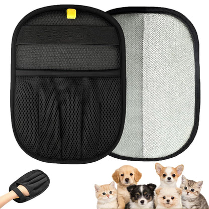 2 Pack Upgraded Pet Hair Removal Gloves for Cats & Dogs, Five-Finger Electrostatic Reusable Magic Brush for Effortless Pet Hair Remover Tool on Carpet, Clothing, Laundry, Couch, Car Seat (Black)