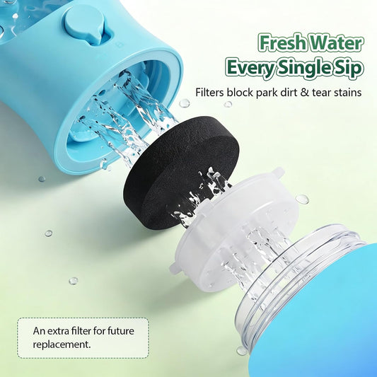 Puppy Essentials Dog Water Bottle: Portable Dog Water Bowl Dispenser Travel