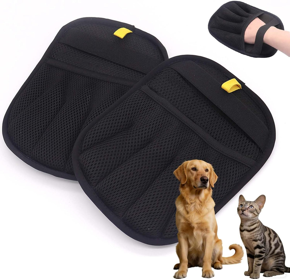 Pet Hair Removal Gloves for Dogs and Cats 2-Pack, Five-Finger Electrostatic Pet Hair Remover, Reusable Shedding & Lint Cleaning Gloves for Clothes Sofa Carpet Car Seats