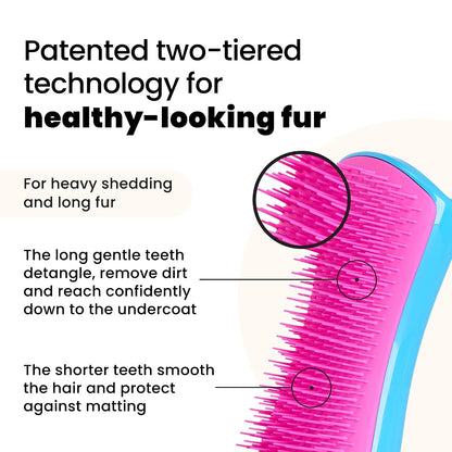 Pet Teezer De-Shedding Dog Brush for Long Hair Breeds, Large, Blue & Pink
