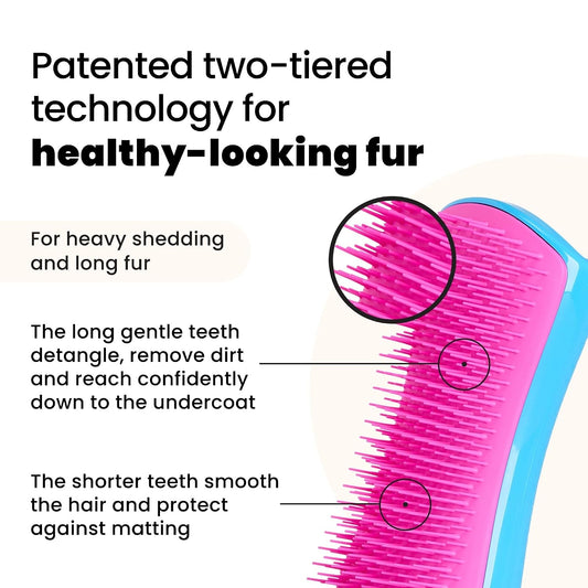Pet Teezer De-Shedding Dog Brush for Long Hair Breeds, Large, Blue & Pink