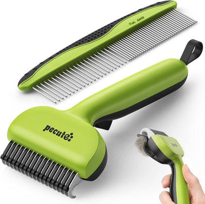 Pecute Self-Cleaning Undercoat Rake for Dogs Cats with Long/Double Coats