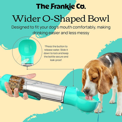 4 in 1 Dog Water Bottle Portable, Leakproof Travel Pet Water Bottle 17oz