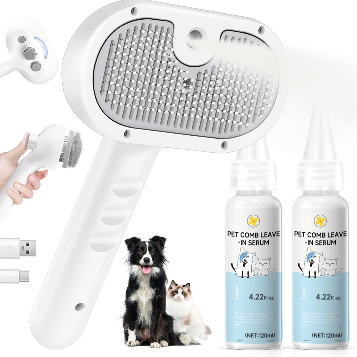Pet Steam Brush Dog Cat 2026 New Grooming Comb for Shedding Floating Hair