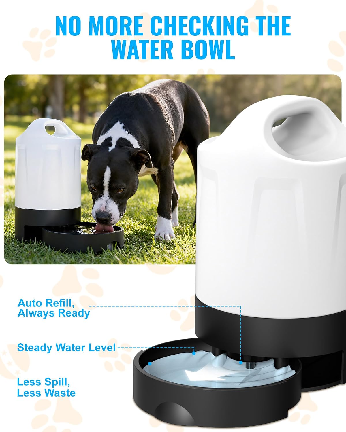PETNF 1 Gal Gravity Fed Automatic Dog Water Dispenser with Ergonomic Handle
