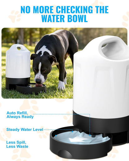 PETNF 1 Gal Gravity Fed Automatic Dog Water Dispenser with Ergonomic Handle
