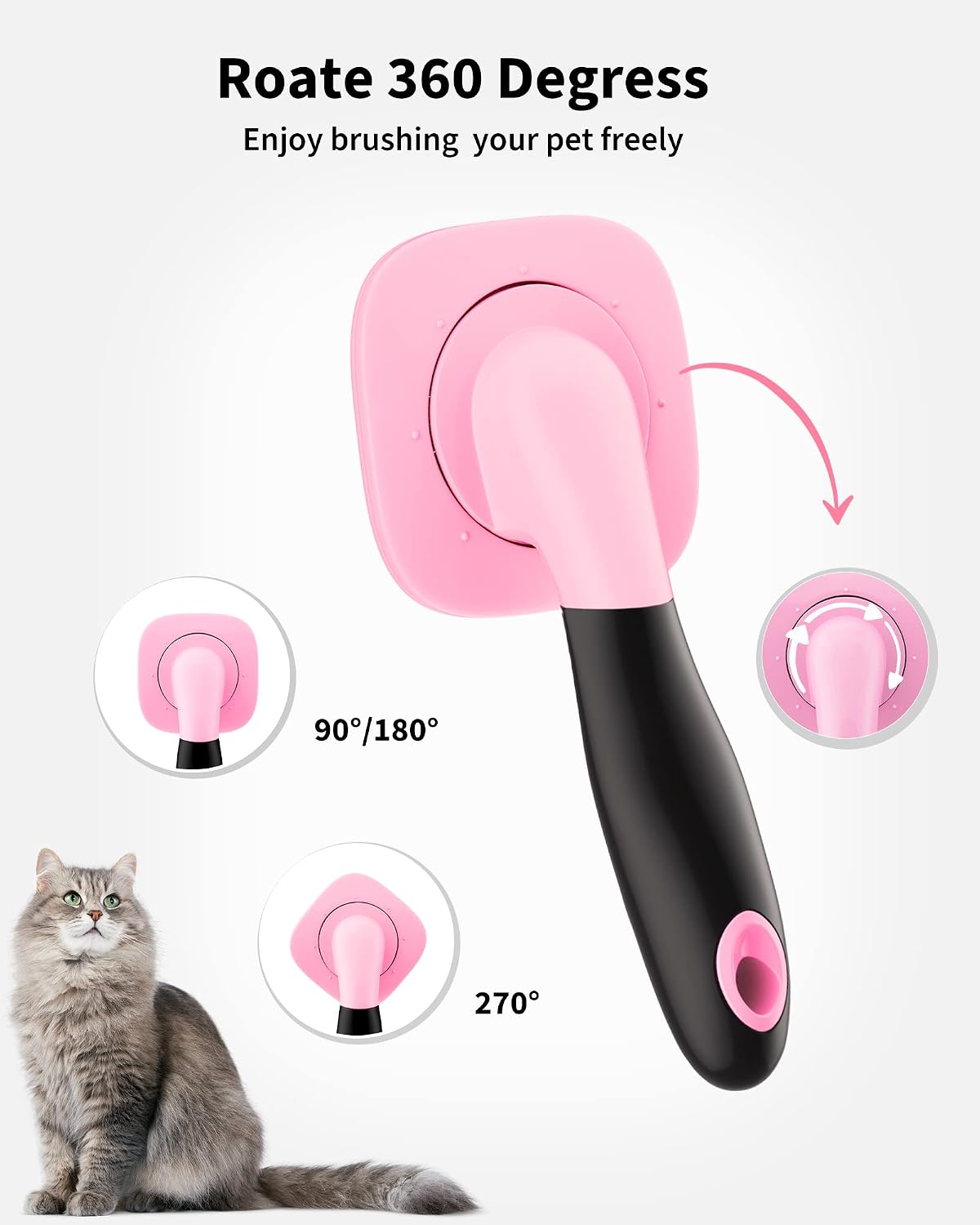 Glendan Dog & Cat Brush- Slicker Pet Brush- Shedding Grooming Tools(Pink)
