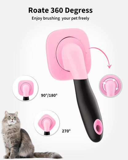 Glendan Dog & Cat Brush- Slicker Pet Brush- Shedding Grooming Tools(Pink)