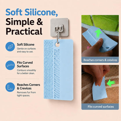 Self-Cleaning Cat Brush for Shedding and Pet Hair Remover Set, Blue