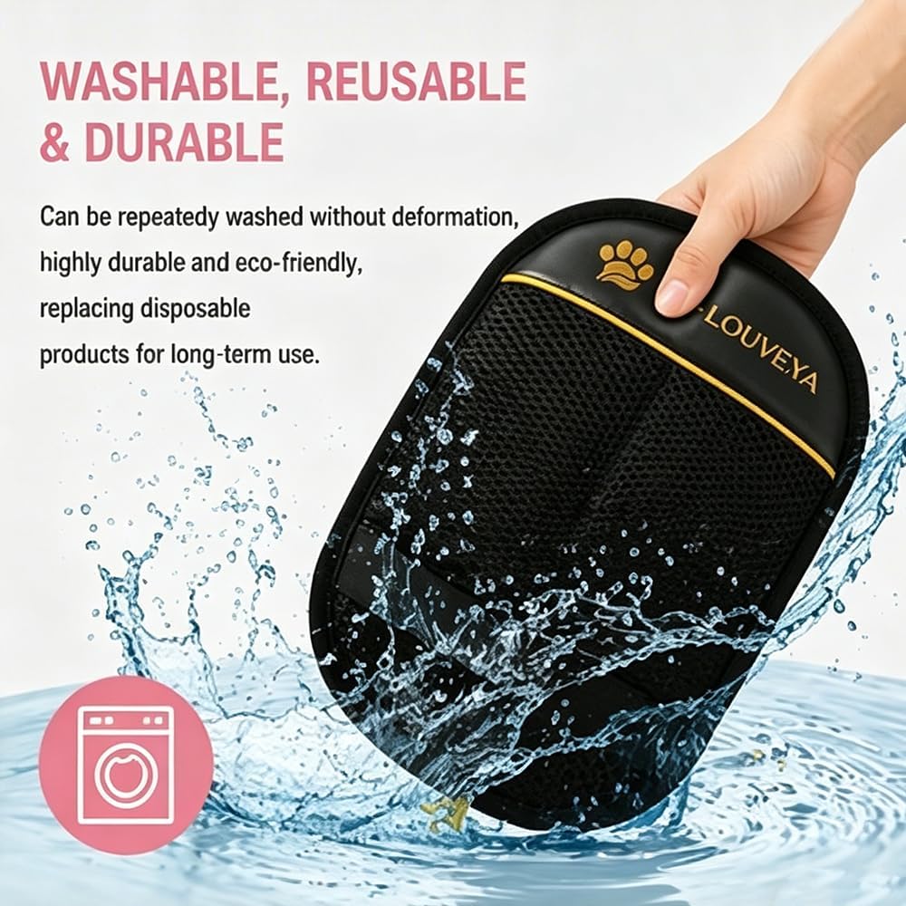 Pet Hair Remover Kit for Dogs & Cats – Reusable Lint Roller & Grooming Glove, Removes Pet Hair from Furniture, Couch, Carpet, Clothes & Car Seats, Portable Fur Remover, No Refills