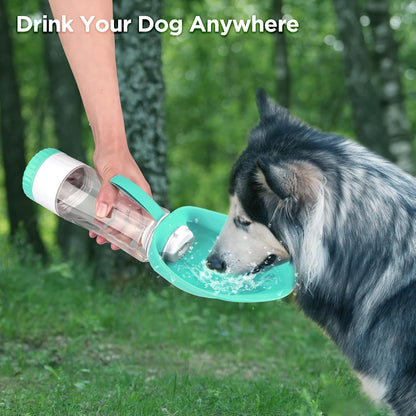 Uppetly Dog Water Bottle, Pet Water Bottle with Food Container and Drinking Feeder, Leak Proof, BPA-Free, Portable Foldable Puppy Water Cup Dispenser for Outdoor Walking, Travel, Large Green