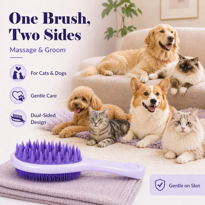 Dog Brush for Shedding, Long Handle Silicone Dog Bath Brush for Dogs and Cats, Dog Shampoo Brush and Scrubber for Bath, Pet Grooming Brush for Wet Dry Massage and Deshedding