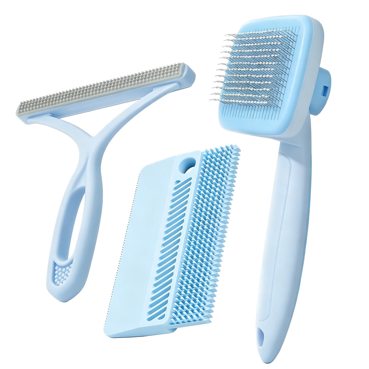 Self-Cleaning Cat Brush for Shedding and Pet Hair Remover Set, Blue