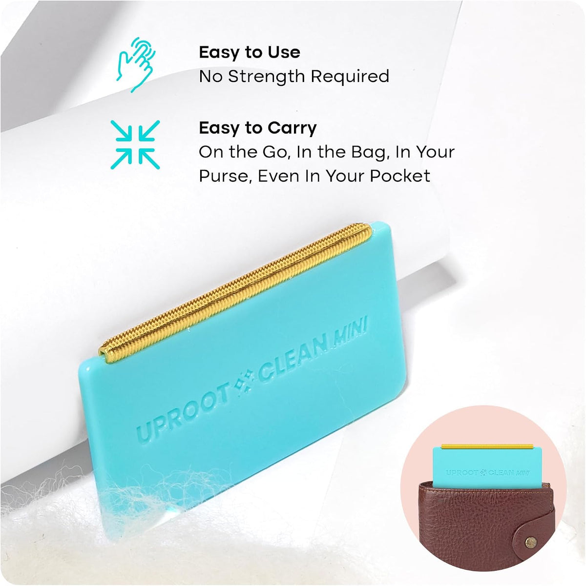Uproot Cleaner Mini Pet Fur Removal Tool - Pocket-Sized Dog Hair Remover for Car, Clothes, Cat Beds & Tight Corners - by The Creators of The Uproot Cleaner Pro Pet Hair Removal Tool