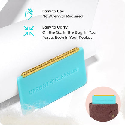 Uproot Cleaner Mini Pet Fur Removal Tool - Pocket-Sized Dog Hair Remover for Car, Clothes, Cat Beds & Tight Corners - by The Creators of The Uproot Cleaner Pro Pet Hair Removal Tool