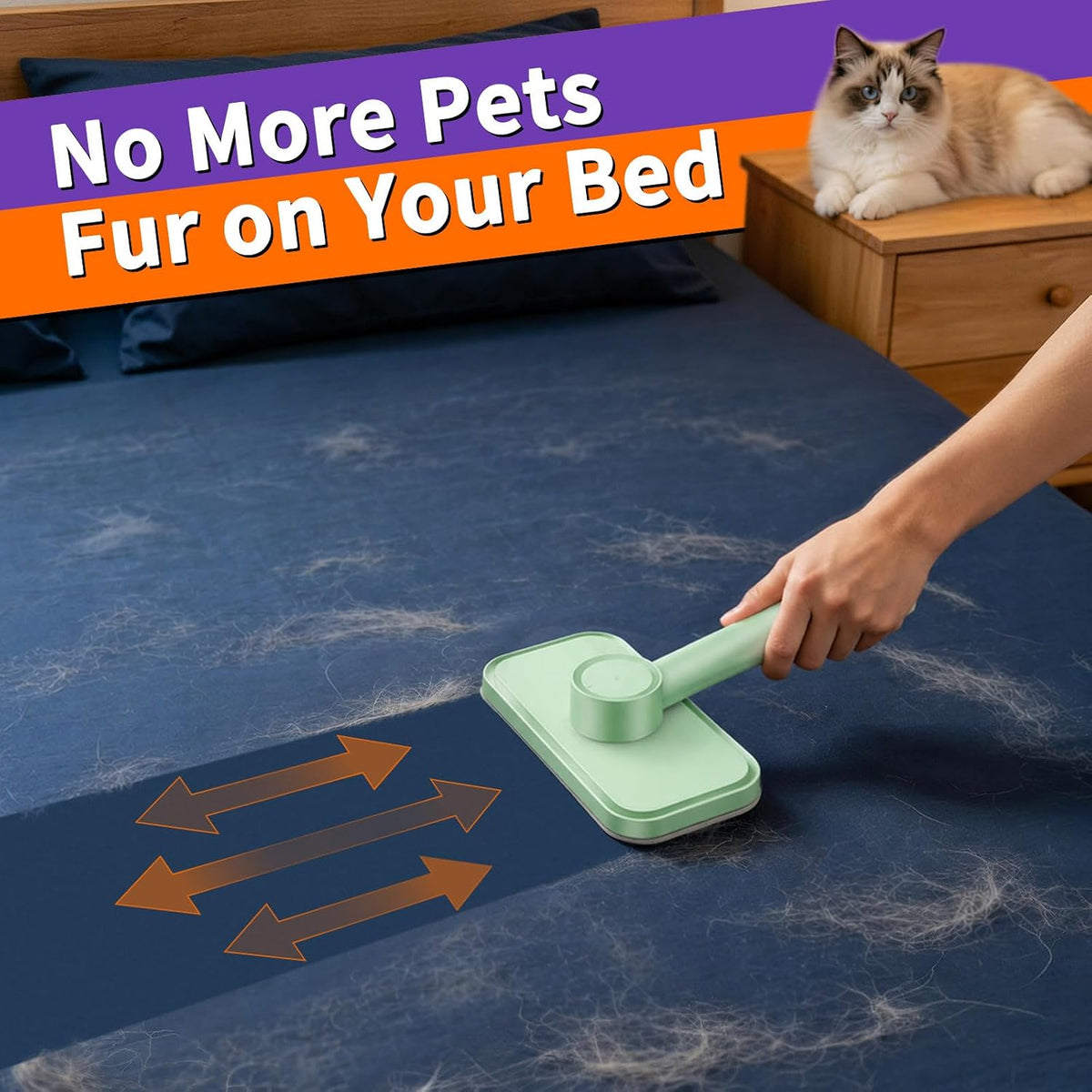 Rundik Pet Hair Removal Tool, Reusable Lint Brush for Multi-Fabric Edge