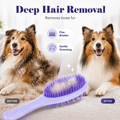 Dog Brush for Shedding, Long Handle Silicone Dog Bath Brush for Dogs and Cats, Dog Shampoo Brush and Scrubber for Bath, Pet Grooming Brush for Wet Dry Massage and Deshedding