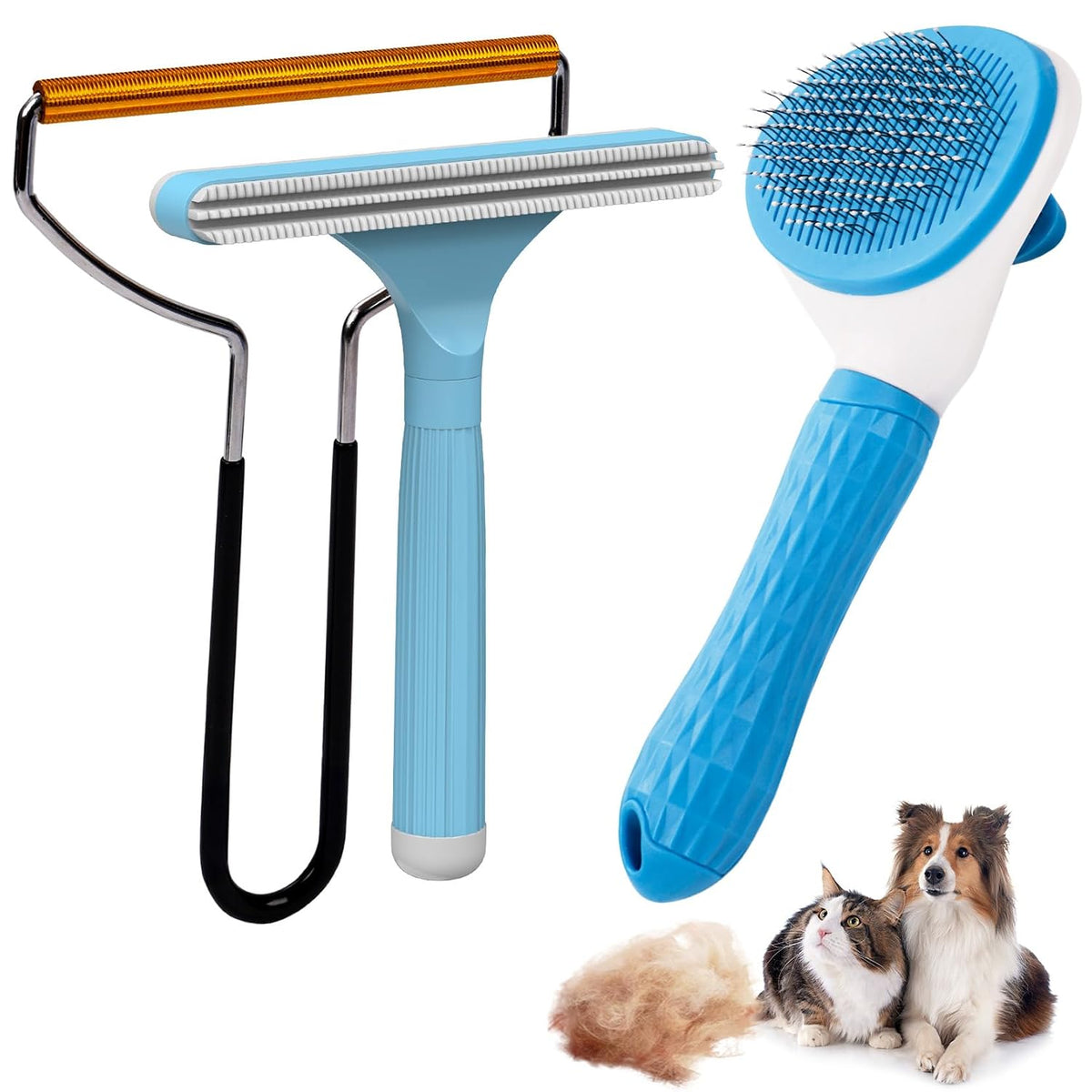 Analan 3 in 1 Pet Grooming & Hair Removal Kit (Sky Blue)