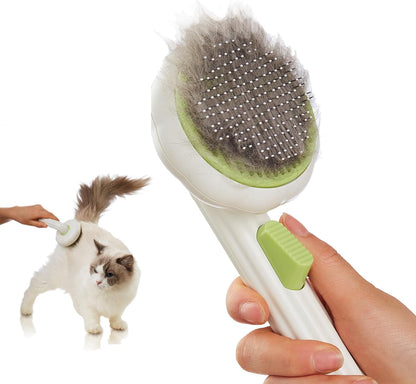 Cat Brush for Indoor Cats for Shedding, Dog Brush, Pet Hair Remover Tool, Self Cleaning Cat Comb with Release Button Hair Brush, Dog Deshedding Brush Grooming Kit