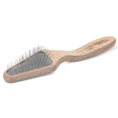 Chris Christensen Mark I Slicker Brush for Dogs, 12mm Pins, Groom Like a Pro, Handcrafted Lightweight Beechwood Ergonomic Handle, Stainless Steel Pins, A5I X-Small. Made in Germany.