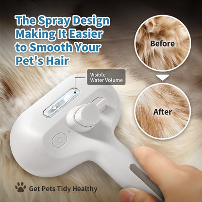 Dog Brush for Shedding, 3 in 1 Self Cleaning Steam Dog Brush - Anti-Static,Cat Steam Brush Removal Comb with Release Button, Grooming Tool for Long and Short Hair Pets, White