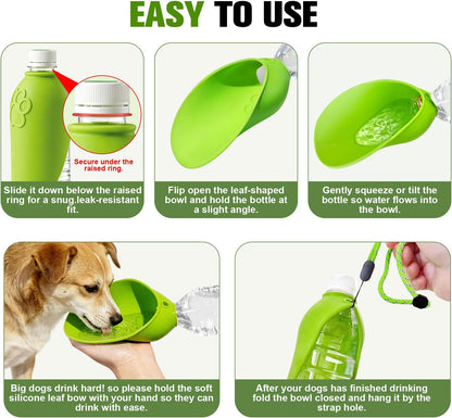 2pcs Portable Dog Water Bottle Attachment, Pet Water Bowl for Walks