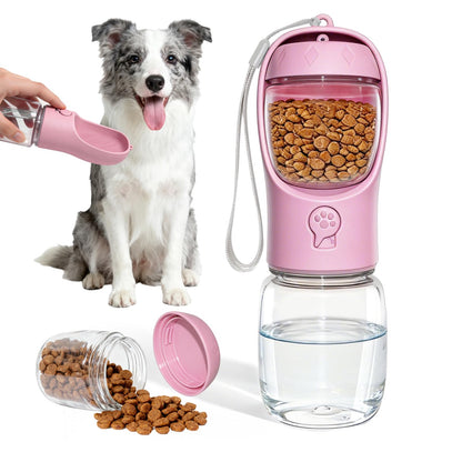 Portable Dog Water Bottle with Food Container, Drinking Bottle for Travel