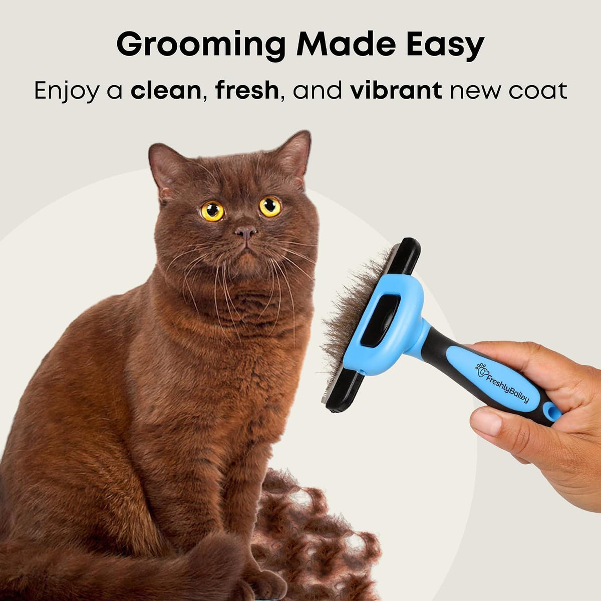Short Hair Deshedding Brush for Dogs & Cats - Grooming Comb