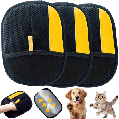 Electrostatic Pet Hair Removal Gloves for Cats & Dogs–Upgraded Reusable Magic Brush Tool for Quick Wiping on Couch,Carpet,Laundry,Car Seat & Pet Beds(3PC,Yellow)