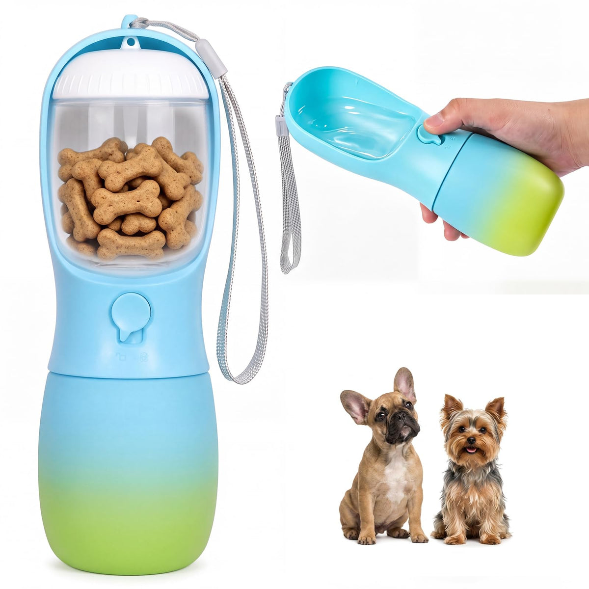 Puppy Essentials Dog Water Bottle: Portable Dog Water Bowl Dispenser Travel