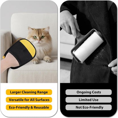 SAWMONG Pet Hair Remover Gloves 2-Pack – Extra-Wide Static Dog & Cat Hair Remover for Couch, Carpet, Clothes & Car Seats, Reusable Lint Roller Alternative