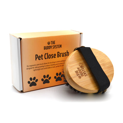 The Buddy System - Pet Close Brush, Oval Palm Brush with Boar Bristles