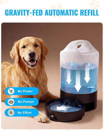 PETNF 1 Gal Gravity Fed Automatic Dog Water Dispenser with Ergonomic Handle