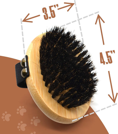 The Buddy System - Pet Close Brush, Oval Palm Brush with Boar Bristles