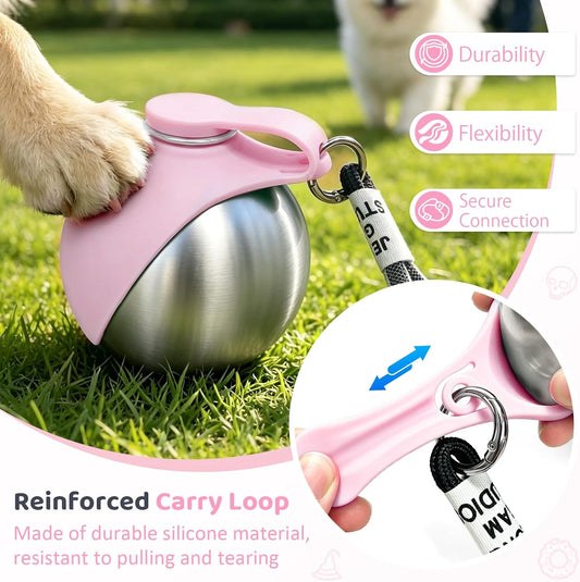 2 in 1 Portable Tumbler for Dogs,Portable Dog Water Ball（Pair with Halloween stickers DIY）,10Oz Stainless Steel Dog Water Bottle with Silicone Foldable Bowl,Portable Small Dog Water Bottle for Walking