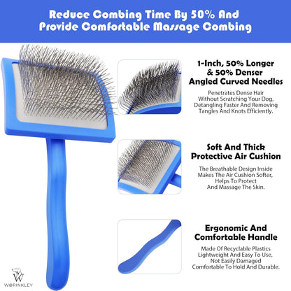 Slicker Brush for Dogs - Long Pin Doodle Grooming Brush, Large