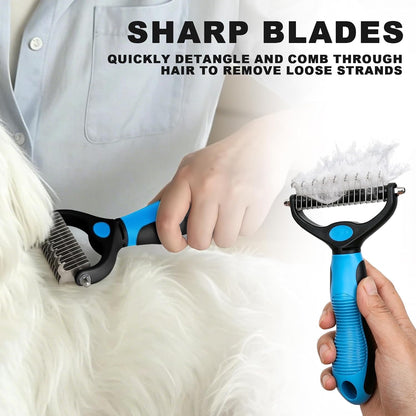 Blue Pet Grooming Kit 3Pcs Dematting Comb for Dogs&Cats Shedding
