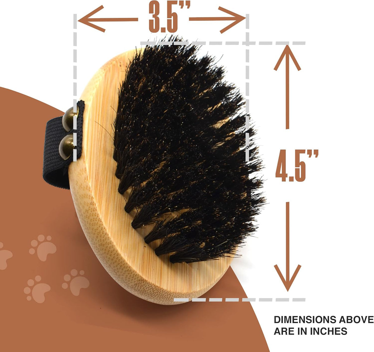 The Buddy System - Pet Close Brush, Oval Palm Brush with Boar Bristles