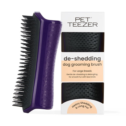 Pet Teezer De-Shedding Dog Brush for Long Hair Breeds, Large, Blue & Pink