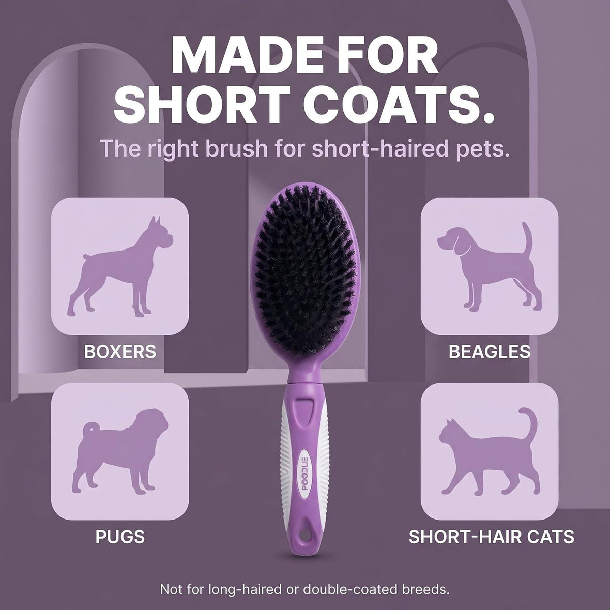 Soft Bristle Dog Brush For Short Haired Cats Or Dogs - Firm Bristles To Remove Dust, Dirt, And Loose Fur - Hook And Rubber Handle