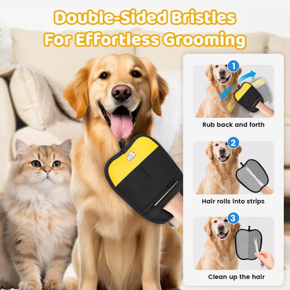 Pet Hair Removal Glove for Dogs & Cats, Sankell Upgraded Reusable Electrostatic Pet Hair Remover Glove, Magic Brush Mitt Tool for Couch, Furniture, Bed, Clothing, Carpet, Car Seat