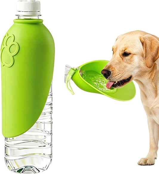 Universal Silicone Pet Water Bowl Attachment, Portable Dog Cat Water Feeder for Walking Hiking Travel, Fits Standard Water Bottles, Lightweight No Heavy Bottles Needed