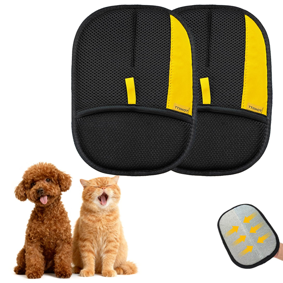 Pet Hair Removal Gloves for Cat Dog Hair, 2 Pack Electrostatic Reusable